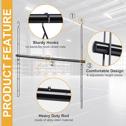 Hanging Closet Rod 31.89in, 6 Height Adjustable Closet Hanging Organizer, Heavy Duty Closet Extender Hanging Rod, Space Saving Clothes Hanging Bar Closet Poles for Hanging Clothes,Black