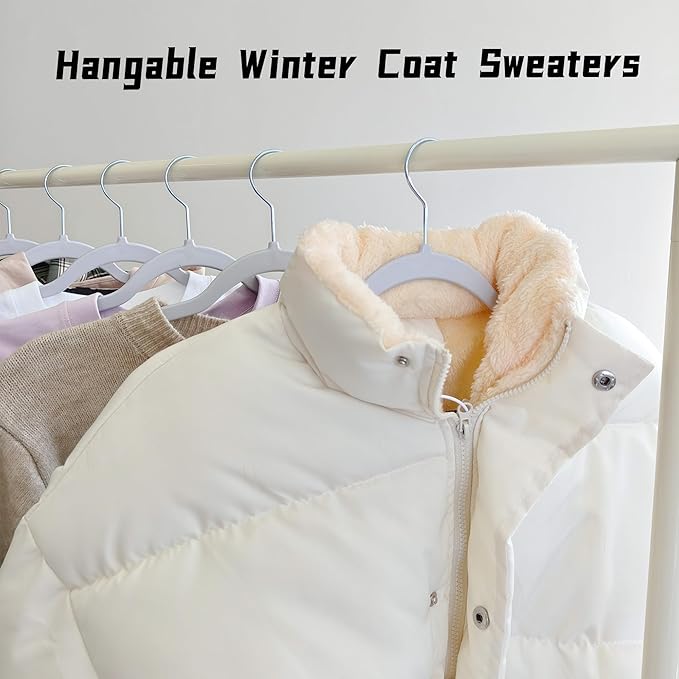 60 Pack Non Slip Hangers, Plastic Clothes Hangers 17.7 Inch - Space Saving Slim Hangers with 360° Swivel Hook for Adults, Anti-Slip Strips for Coat, Shirt, Pants (Gray, 60)