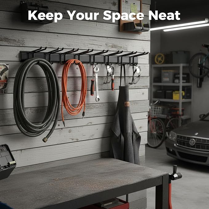 Garage Tool Organizer 48in - Heavy Duty Wall Mount Tool Storage Rack Load 350lb Garage Organization for Mop Rake Broom Shovel Folding Chair