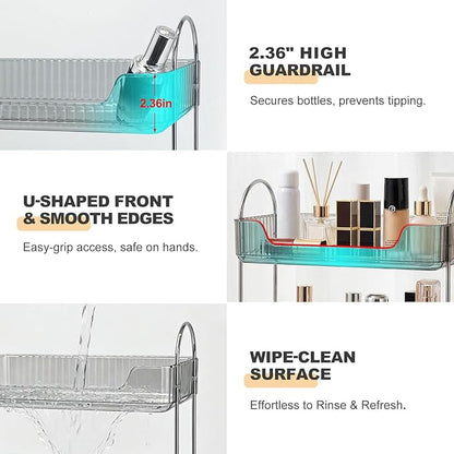 Bathroom Counter Organizer, Makeup Organizer for Vanity, Skincare Organizers Shelf - Tierd Perfume Organizer for Bathroom Dresser Vanity (Misty Gray, 3-Tier)
