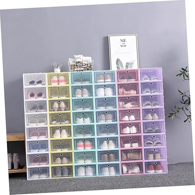 24pcs Thicken Shoe Storage Box Transparent Shoes Case Space-saving Organizer for Closets Entryways Spaces for Easy Access