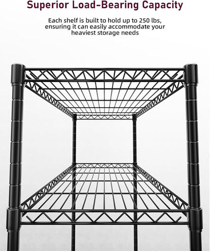 YSSOA 5-Tier Heavy Duty Storage Shelving Unit, 1250 Lbs Loading Capacity, 29.92" W x 13.98" D x 61.02" H, Black