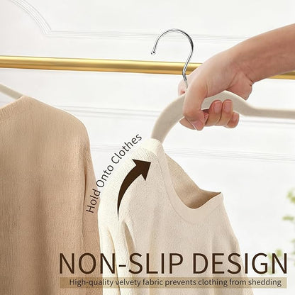 30 Pack Premium Velvet Shirt Hangers, Non-Slip Slim Flocked Felt Hangers, Space-Saving Coat Hanger with 360° Swivel Hook for Sweaters, Tops, Blouses, Strappy Dresses