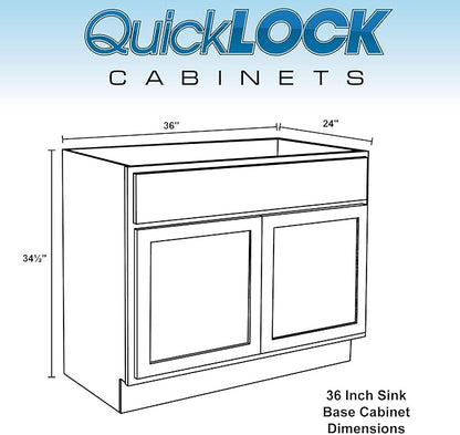 Quicklock RTA (Ready-to-Assemble) | Base Kitchen Cabinets - Shaker Style | Made in America (Raw Maple, 36" Wx34.5 Hx24 D Sink Base)