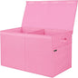 BALEINE Fabric Storage Bins with Lid, Collapsible Extra Large Storage Boxes Bins Baskets with Divider for Home Organizing (25"x13"x16", Pink)