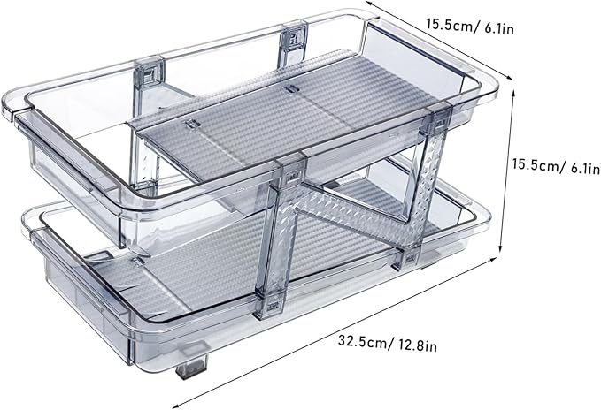ABOOFAN Soda Can Organizer Rack Double Tier Stackable Beverage Dispenser for Refrigerator Transparent Design for Easy Visibility Material for Use for Kitchen and Bar Storage
