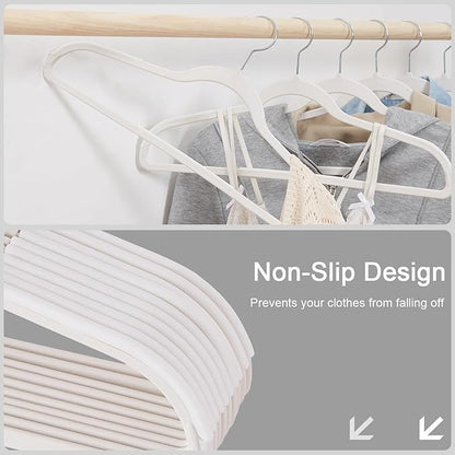 VECELO 25 Pack Clothes Hangers, Non-Slip Plastic Coat Hanger, 360°Swivel Hook & Space Saving for Bedroom Closet, Great for Shirts, Pants, Excellent Heavy Duty