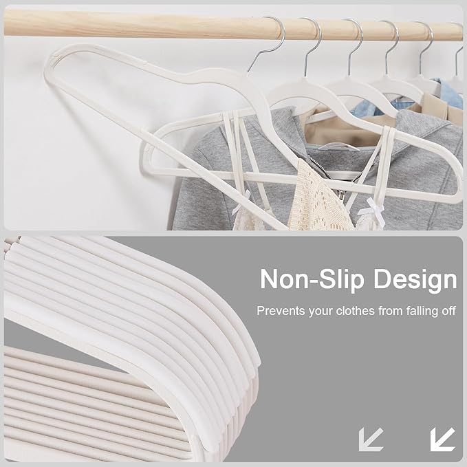 VECELO Non-Slip Clothes Hangers, 50 Pack Heavy Duty Plastic Hangers with 360° Rotating Metal Hook, Space Saving Wardrobe Organizer for Shirts, Coats, Pants, Dresses