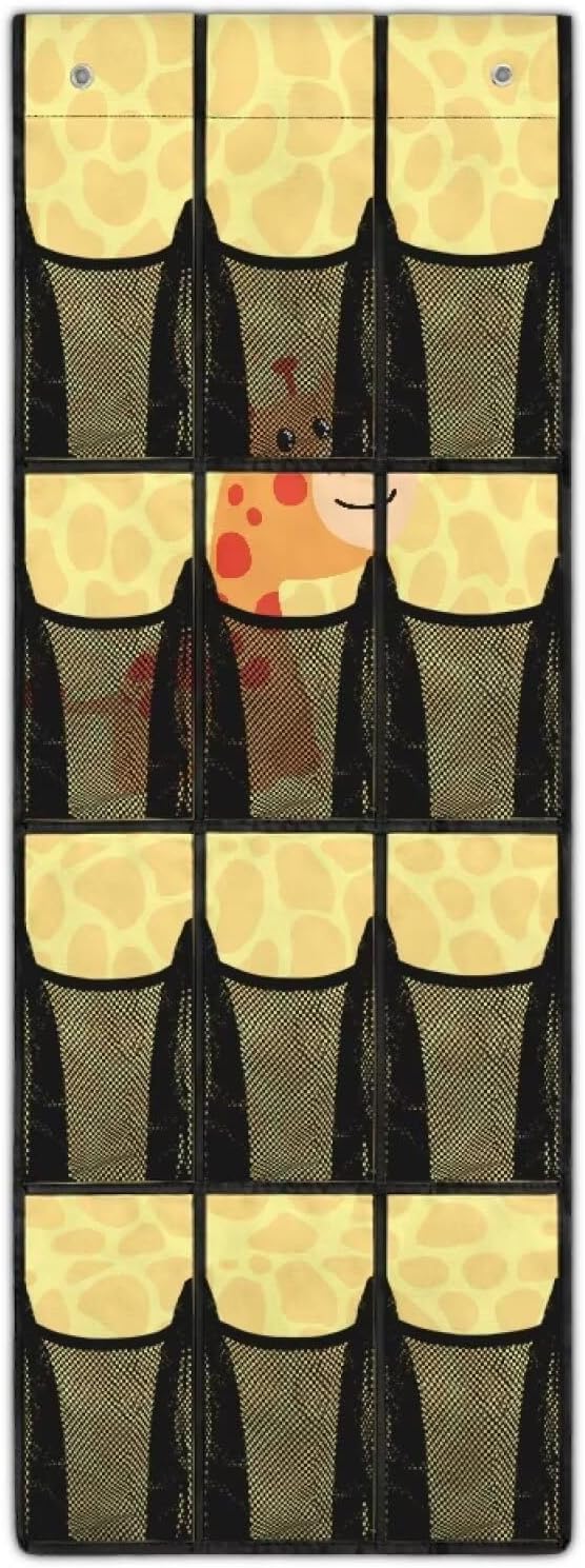 Giraffes Over the Door Shoe Organizer,Behind Door Shoes Hang Holder Rack,Hanging Shoe Storage Hanging Bag Unique Print