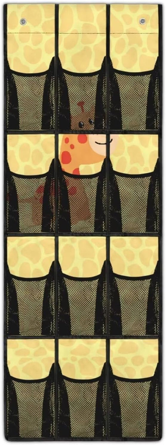 Giraffes Over the Door Shoe Organizer,Behind Door Shoes Hang Holder Rack,Hanging Shoe Storage Hanging Bag Unique Print