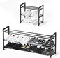 hotqueen 3-Tier Expandable Shoe Rack, 17"-41" Adjustable Shoe Shelf Storage Organizer, Heavy Duty Metal Free Standing Shoe Rack for Entryway Closet Doorway, Suitable for Families & Renters
