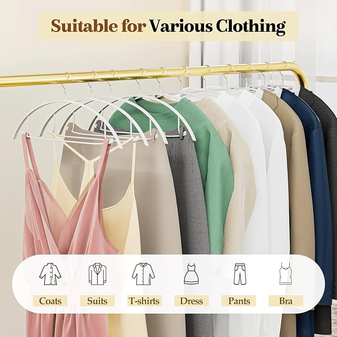 Non-Slip PVC Coating Metal Coat Hangers 40 Pack, Heavy Duty Clothes Hangers, No Shoulder Bumps, Space Saving Hangers for Sweaters, Suits, Shirts, Skirt, Jackets, White