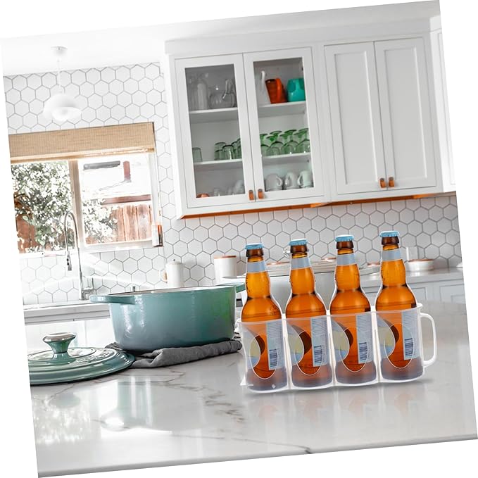 SHOWERORO Refrigerator Crisper Storage Box 2-Pack Clear Plastic can Organizer with Handle Fridge Caddy for Beverage and Kitchen Seasoning Storage