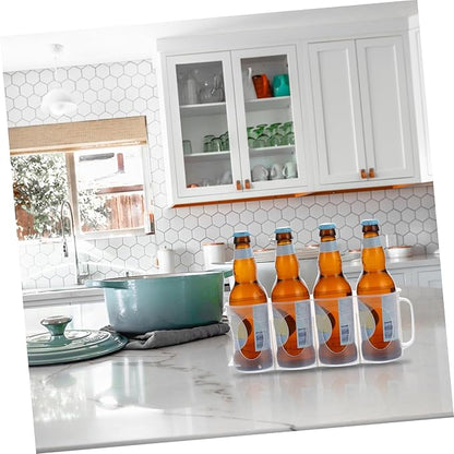 SHOWERORO Refrigerator Crisper Storage Box 2-Pack Clear Plastic can Organizer with Handle Fridge Caddy for Beverage and Kitchen Seasoning Storage