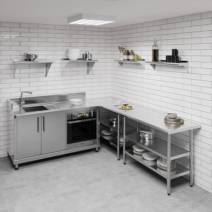 AmGood 8 in. x 30 in. Stainless Steel Wall Shelf | NSF | Metal Shelving | Garage, Laundry, Storage, Utility Room | Restaurant, Commercial Kitchen