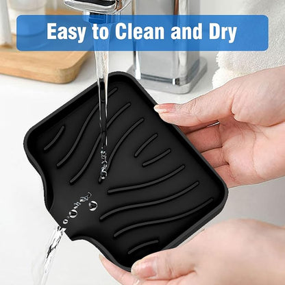 AIMAIAIMAI 3-Pack Silicone Soap Dish Set – Bar Soap Holder with Self-Draining Design, Easy-Clean Tray for Shower, Bathroom, Kitchen, and Tub (Black)