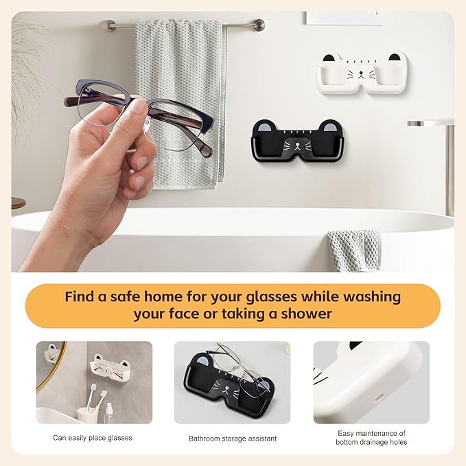 4 Pcs Eyeglasses Holder Stand Wall Wall-mounted Eyeglasses Storage Rack,Cute Cat Sunglasses Rack-mounted Storage Box,Suitable For Hallways,Living Rooms,Bedrooms,And Bathrooms.