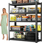 72''H Garage Shelving,3300LBS Heavy Duty Garage Shelving,35"W Industrial Shelving,Adjustable Storage Shelf Unit with Double Layer Posts for Garage,Basement,Warehouse,Commercial,Black 5 Tier