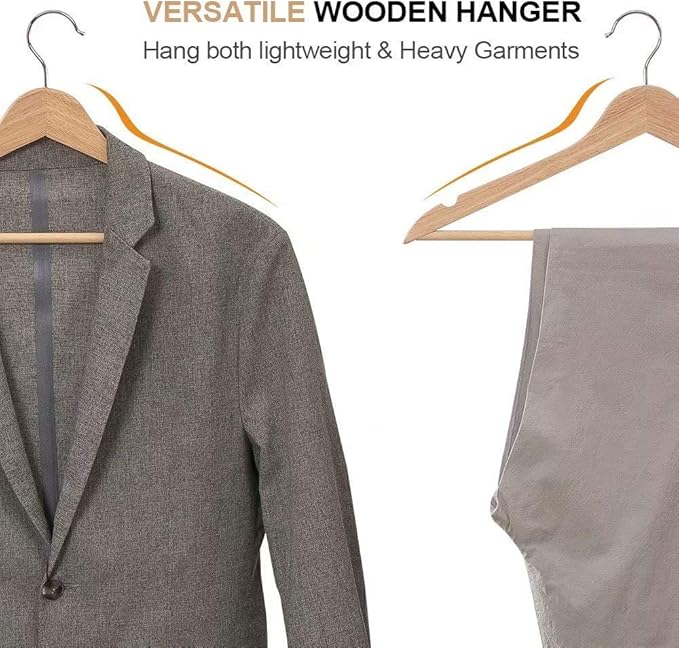Plastic Clothes Hangers 20 Pack and Solid Wooden Hangers 20 Packs