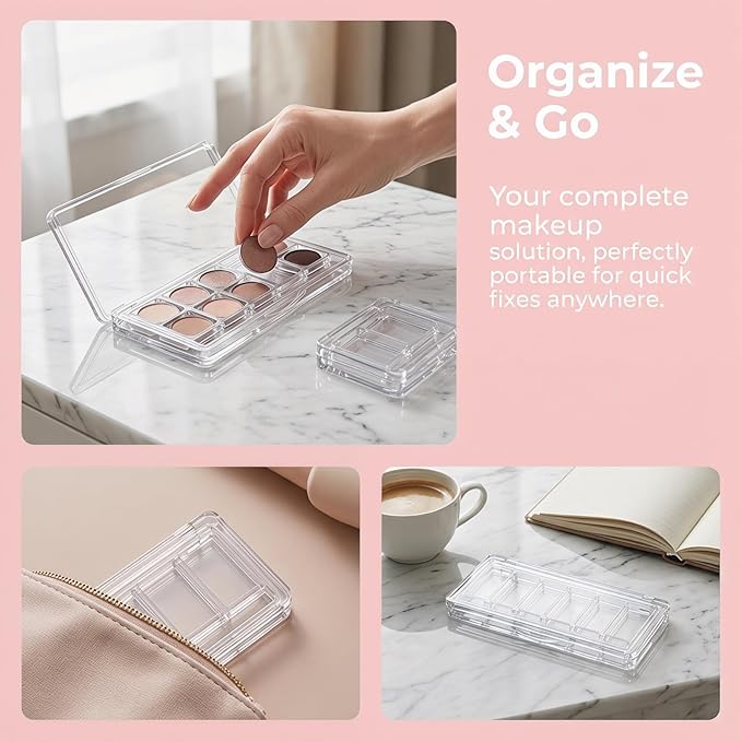 Lurrose Empty Lipstick Palette DLY Makeup Box for Women Portable Eyeshadow Pan Powder Blush Palette Dispensing Storage Boxes Transparent Highlighters Container