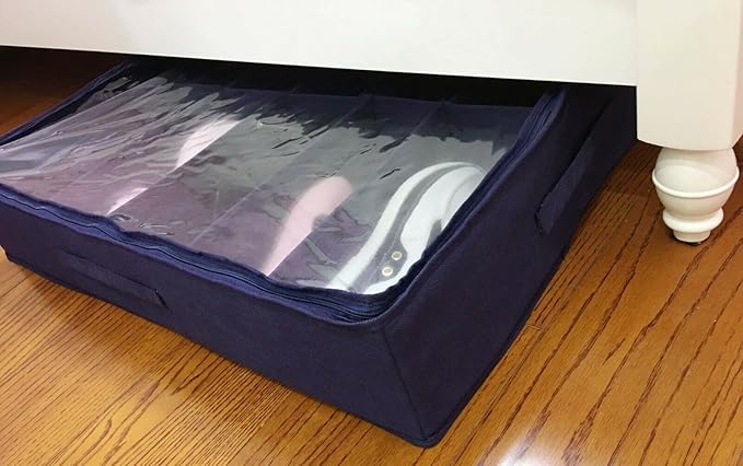UNIWARE Space Saving Organizer (29.5"x23.6"x6" Navy Blue 12 Pair Shoe Organizer)