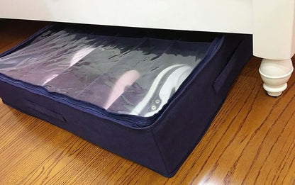 UNIWARE Space Saving Organizer (29.5"x23.6"x6" Navy Blue 12 Pair Shoe Organizer)