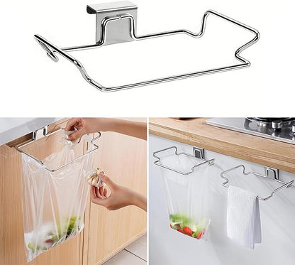 Practical Iron Kitchen Trash Rack for Cabinet Door Space Saving Garbage Bag Organizers Holder for Efficient Cooking