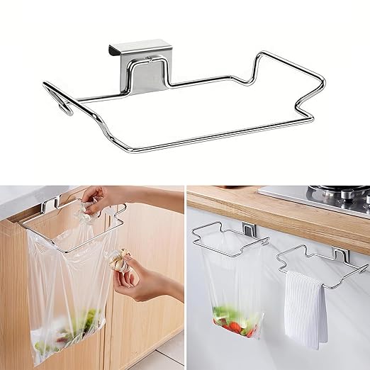 Iron Cabinet Door Trash Bag Holder Versatile Kitchen Trash Bag Storage Rack for Efficient Waste Management Bathroom Vanity Garbage