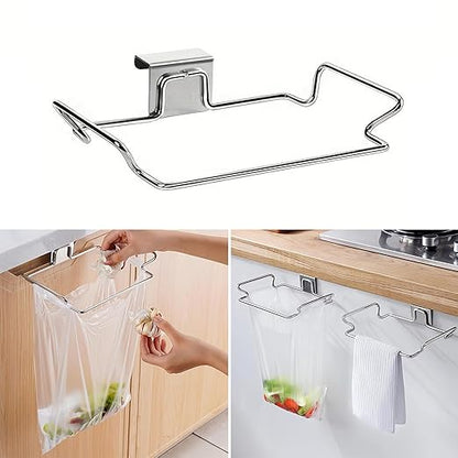 Iron Cabinet Door Trash Bag Holder Versatile Kitchen Trash Bag Storage Rack for Efficient Waste Management Bathroom Vanity Garbage