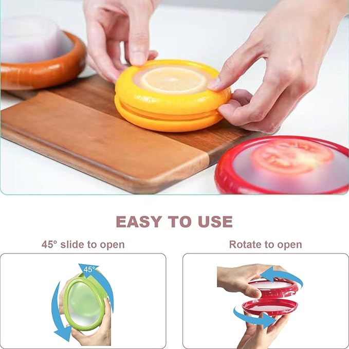 T-Raputa Avocado Saver and Tomato Holder - Set of 4 Reusable Storage Containers for Fridge - Ideal for Garlic, Onions, Lemons, and Potatoes