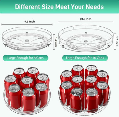 Optish 2 Pack Lazy Susan Organizer, 9.5" 10.7" Lazy Susan Turntable for Cabinet, Refrigerator Organizer and Storage for Pantry, Closet, Countertop, Non-Skid Fridge Organizers