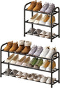 kiplant Shoe Rack for Closet, 3-Tier Expandable Closet Shoe Rack Metal Organizer, Heavy Duty Black Shoe Storage Shelf for Entryway, Doorway, Narrow Space