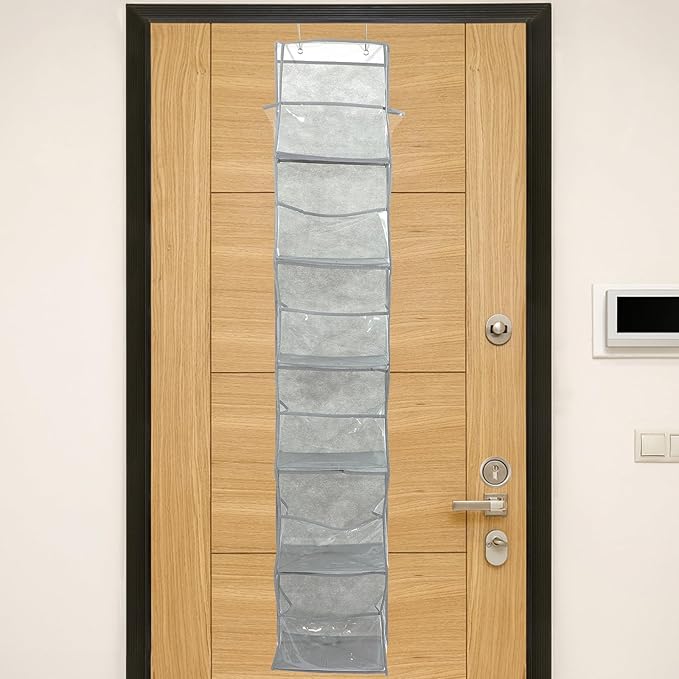 The Door Hanging Pocket Organizer 6-compartment Storage Bag Grey, Multi-functional Shoe and Storage for Home Closet Door