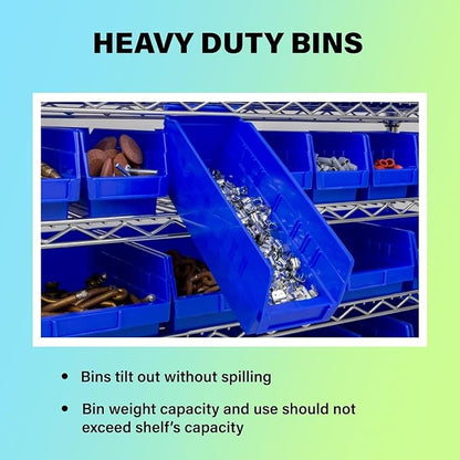 Akro-Mils 30164 Plastic Shelf Bins, Heavy Duty Storage Bins for Garage, Closet, and Drawer Organization, 24-Inch x 6-1/2-Inch x 4-Inch, Clear, 6-Pack