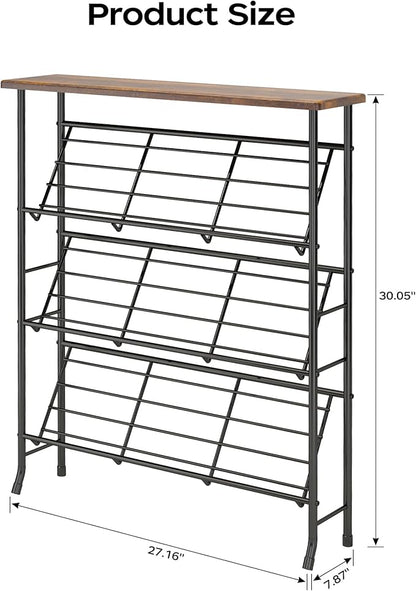 JZM Shoe Rack Storage, Narrow 4 Tier Metal Shoe Storage Shelf, Free Standing Shoe Racks, Space Saving Shoe Rack Organizer for Entryway, Hallway, Bedroom, Living Room(12-16 Pair)