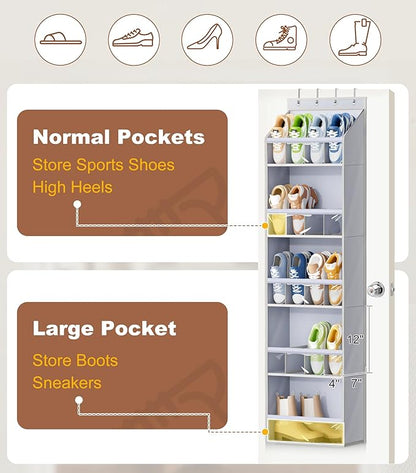 KEETDY Over The Door Shoe Rack and 20 Pairs Over The Door Shoe Organizer