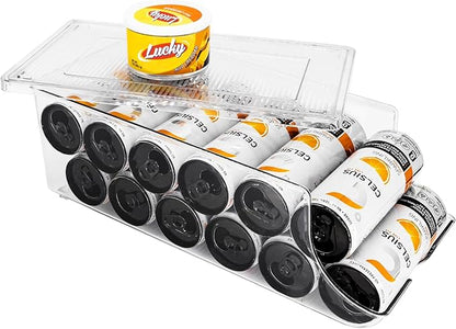 SCAVATA 4 Pack Soda Can Organizer & Skinny Can Organizer for Refrigerator