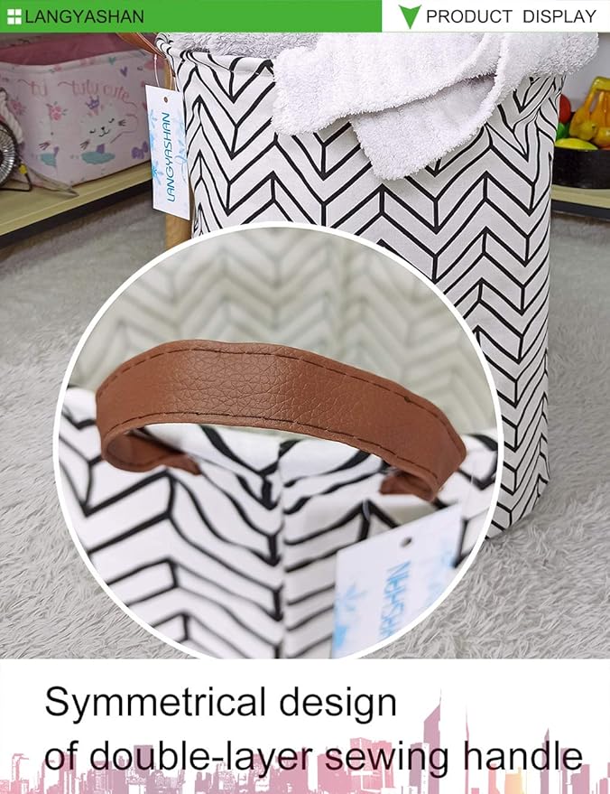 Laundry Basket Canvas Fabric Collapsible Organizer Basket for Storage Bin Toy Bins Gift Baskets Bedroom Clothes Children Nursery Hamper (Geometric)