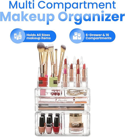 Masirs Clear Cosmetic Storage Organizer, Classy Design, Versatile, Simplifies Your Life