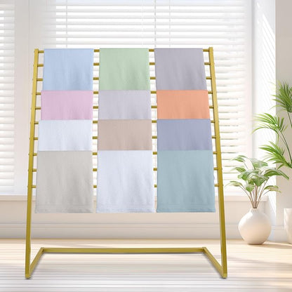 Scarf Display Stand, 10 Tier Metal Scarf Holder Organizer, Scarf Hanger Scarf Holder Scarf Organizer Belt Organizer Pants Rack Scarf Rack for Commercial Clothing Retail Store (Gold, 120cm)
