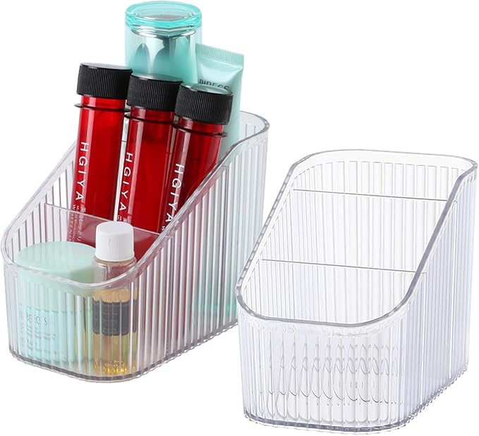 Clear Makeup Brush Holder Organizer for Vanity, Bathroom Countertop Organizer 6Cups, Toiletry Organizer, Storage & Display for Skincare, Perfume, Hairbrush, Sunglasses & Desk Accessories