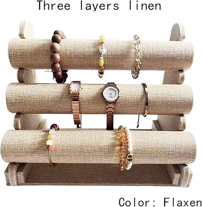 Flannelette Bracelet Display Stand,Jewelry Bracelet Necklace Rack Display Holder (linen)