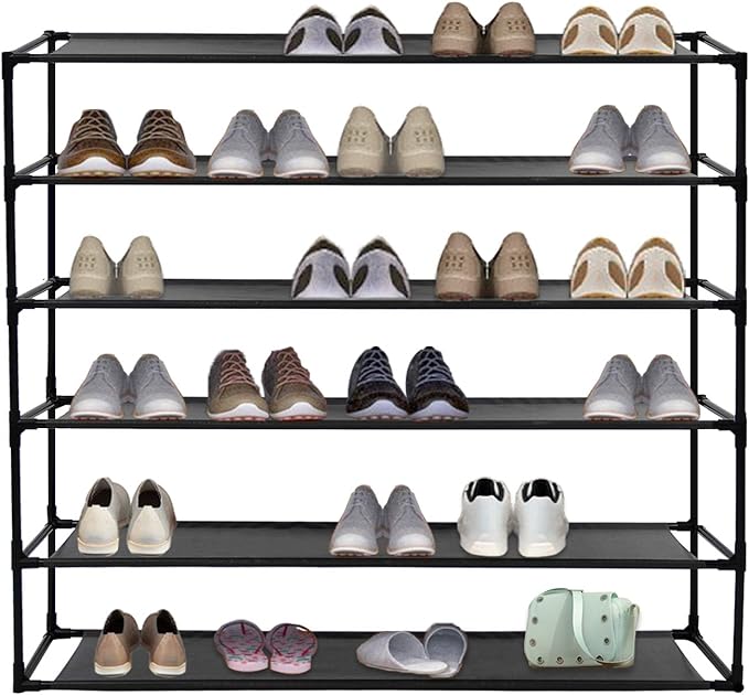Jerry & Maggie 6 Tier Fabric Shoe Rack, 39 in W x 11 in D x 36 in H, Can Store 24-30 Pairs of Shoes