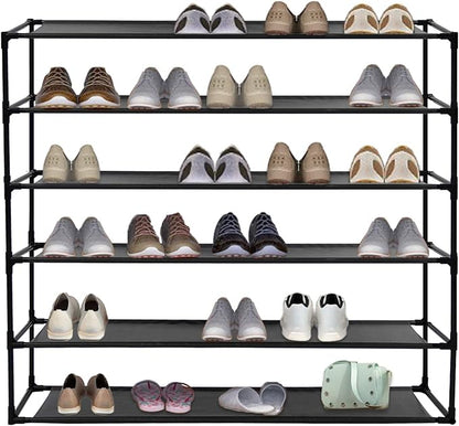 Jerry & Maggie 6 Tier Fabric Shoe Rack, 39 in W x 11 in D x 36 in H, Can Store 24-30 Pairs of Shoes