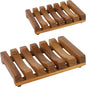 2PCS Slotted Bar Soap Holder Teak Wood by HTB, Kitchen Wooden Sponge Holder, Self Draining Soap Dish for Shower, Sink, Bathroom, Bathtub, RV