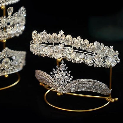Tiara Crown Headband 2 Layer Display Rack Gold Metal Princess Crown Stand Holder Crystal Headbands Storage Organizer