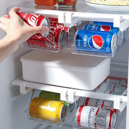 Fridge Drawer Can Organizer, Rolling Soda Can Organizer for Refrigerator, Can Dispenser for Refrigerator Soda Dispenser for Fridge Plastic Dispenser Bin Suitable for Cans(Clear)
