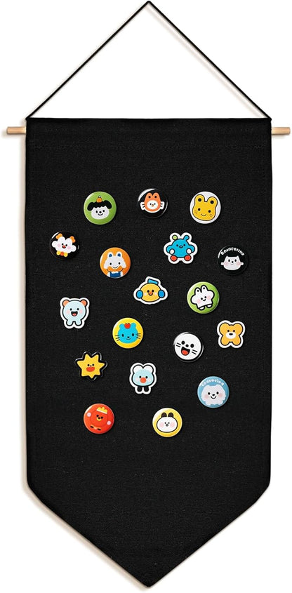 Pin Wall Display Banners,Badge Collection Banner Wall Canvas Banners Hanging Brooch Pin Organizer for Badges,Buttons,Pins,Patches (Black)