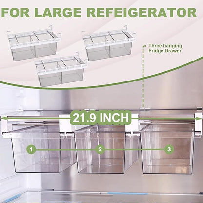 Yatmung 2 Pack Extra-Large Deli Drawer Organizer for Refrigerator Pull Out - Fridge Drawer Organizer and Storage Containers - Meat, Cheese, Produce, Sliding - Fridge Organization Bin