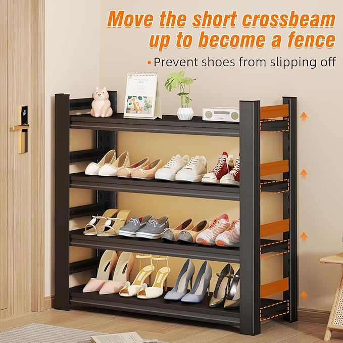 Shoe Rock for Closet,Shoe Rack for Entryway, Freestanding Garage Shoe Shelf, Metal Adjustable Shelves, Easy to Assemble, Suitable for Wardrobes, Entryways, Bedrooms, and Garages (54"H X 22"W X 11.8"D)